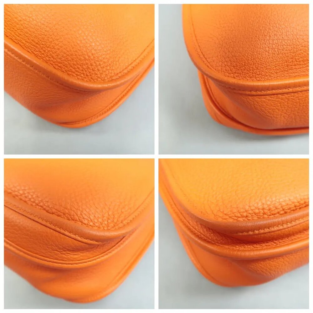 100% Authentic Hermes Evelyne Orange Leather Shoulder bag - Picture 6 of 12